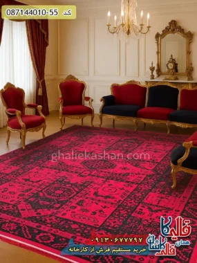 فرش ارزان طرح 700 شانه بلوچ خشتی طرح سپنتا رنگ قرمز مشکی کاشان