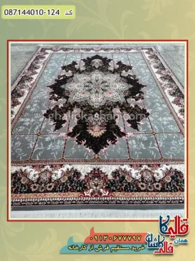 فرش ارزان طرح 700 شانه طرح هیوا رنگ فیلی کاشان زمینه