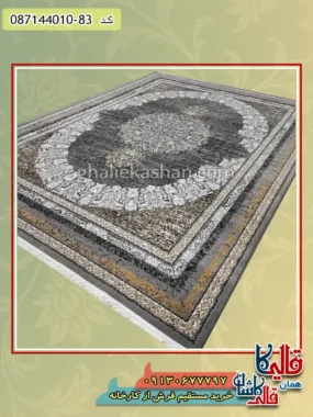 فرش ارزان طلاکوب وینتیج طرح 700 شانه طرح گلاب رنگ فیلی کاشان اصلی