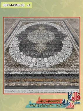 فرش ارزان طلاکوب وینتیج طرح 700 شانه طرح گلاب رنگ فیلی کاشان زمینه