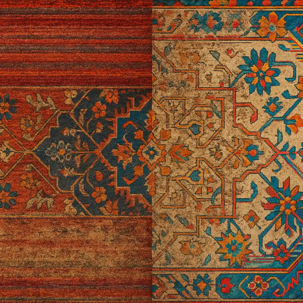 فرش ابرش وینتیج کلاریس دستباف گونه قالی کاشان 3