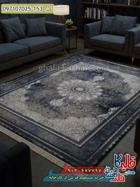 فرش وینتیج 700 شانه طرح کرانه زمینه طوسی دودی کاشان