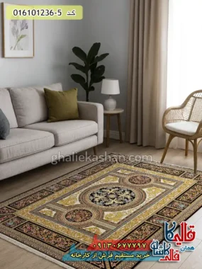 فرش 1200 شانه طرح آتنا رنگ سرمه ای کاشان