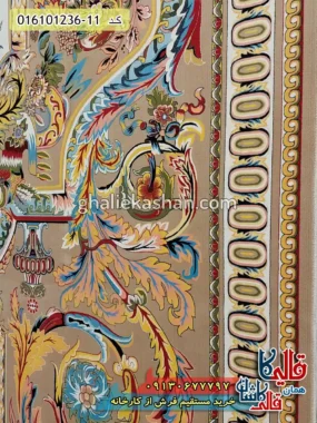 فرش 1200 شانه طرح آدریانا رنگ بژ کاشان نزدیک