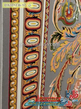 فرش 1200 شانه طرح آدریانا رنگ طوسی نقره ای کاشان نزدیک