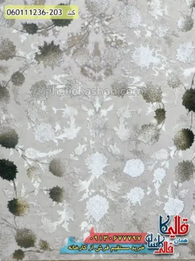 فرش 1200 شانه طرح افشان شهرزاد رنگ طوسی نقره ای گل برجسته کاشان زمینه