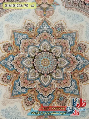 فرش 1200 شانه طرح باغ معلق رنگ طوسی نقره ای کاشان زمینه