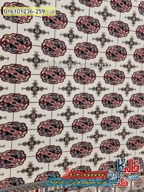 فرش 1200 شانه طرح ترکمن صحرا رنگ کرم کاشان زمینه