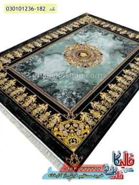فرش 1200 شانه طرح ورساچه رنگ سبز کاشان اصلی