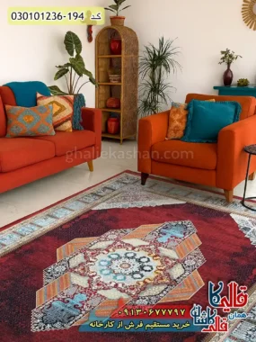 فرش 700 شانه طرح روشنا رنگ قرمز لاکی کاشان