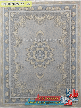 فرش طلاکوب 700 شانه طرح شیفته رنگ ترمه ای کاشان اصلی