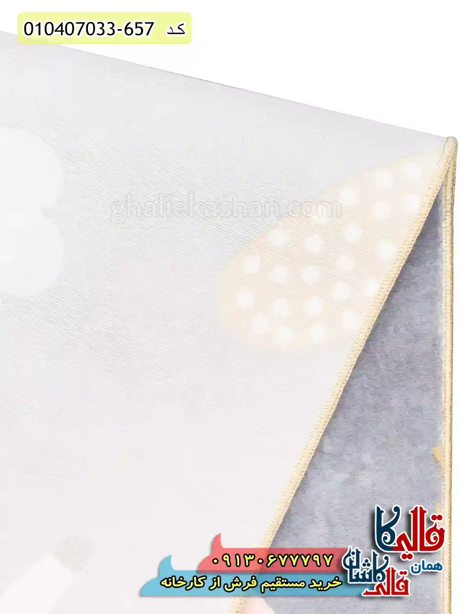 فرش کودک دخترانه 700 شانه طرح اسب تک شاخ رنگ طوسی کاشان اصلی نزدیک 3