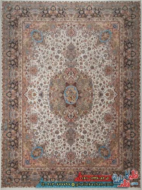 فرش 1200 شانه اصیل طرح تبریز رنگ کرم کاشان اصلی