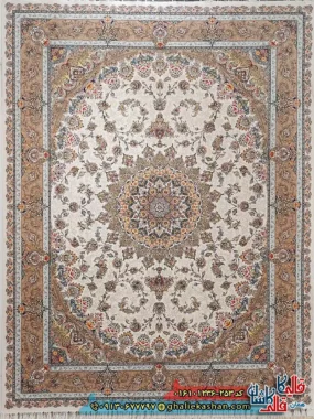 فرش 1200 شانه شهریار کاشان رنگ کرم کاشان اصلی