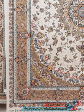 فرش 1200 شانه شهریار کاشان رنگ کرم کاشان حاشیه