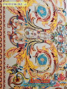 فرش 1200 شانه طرح افشان تسنیم رنگ بژ کمرنگ کاشان نزدیک