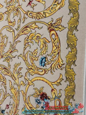 فرش 1200 شانه طرح افشان نجوا رنگ کرم کاشان نزدیک