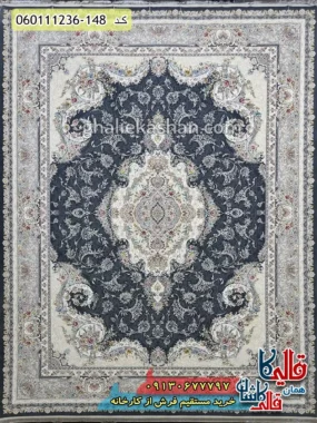 فرش 1200 شانه طرح تبریز رنگ طوسی دودی گل برجسته کاشان اصلی