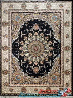 فرش 1200 شانه طرح رویا رنگ سرمه ای کاشان اصلی