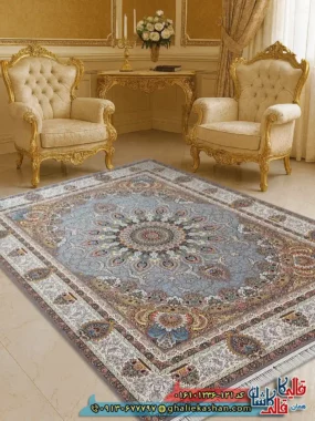 فرش 1200 شانه طرح رویا رنگ نقره ای کاشان