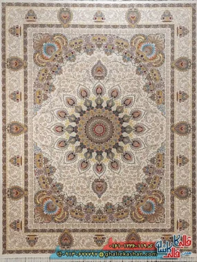 فرش 1200 شانه طرح رویا رنگ کرم کاشان اصلی