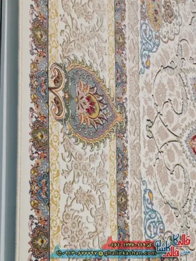 فرش 1200 شانه طرح رویا رنگ کرم کاشان نزدیک