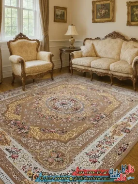 فرش 1200 شانه طرح شانار رنگ بژ کاشان