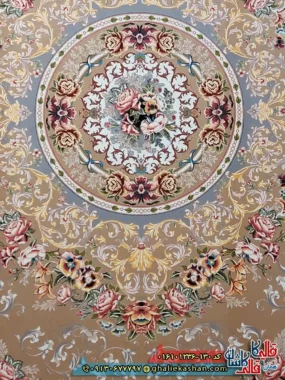 فرش 1200 شانه طرح شانار رنگ بژ کاشان زمینه