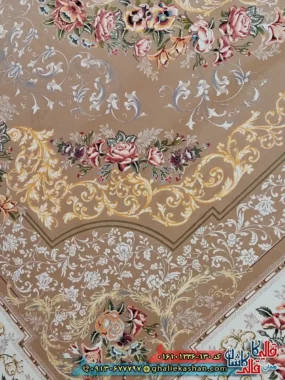 فرش 1200 شانه طرح شانار رنگ بژ کاشان نزدیک