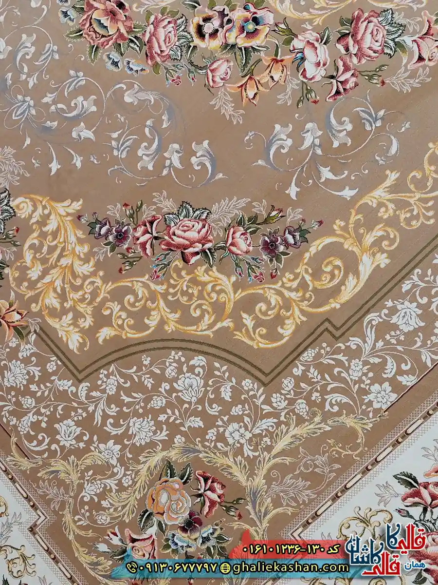 فرش 1200 شانه طرح شانار رنگ بژ کاشان نزدیک