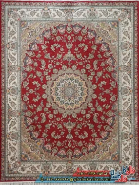 فرش 1200 شانه طرح شهریار رنگ قرمز لاکی کاشان اصلی