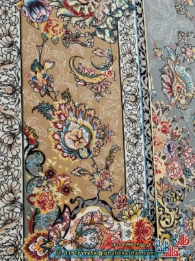 فرش 1200 شانه طرح شهریار رنگ نقره ای کاشان نزدیک