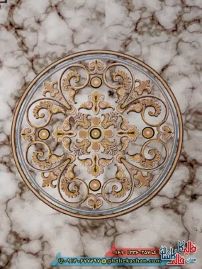 فرش 1200 شانه طرح مدوسا رنگ کرم کاشان زمینه