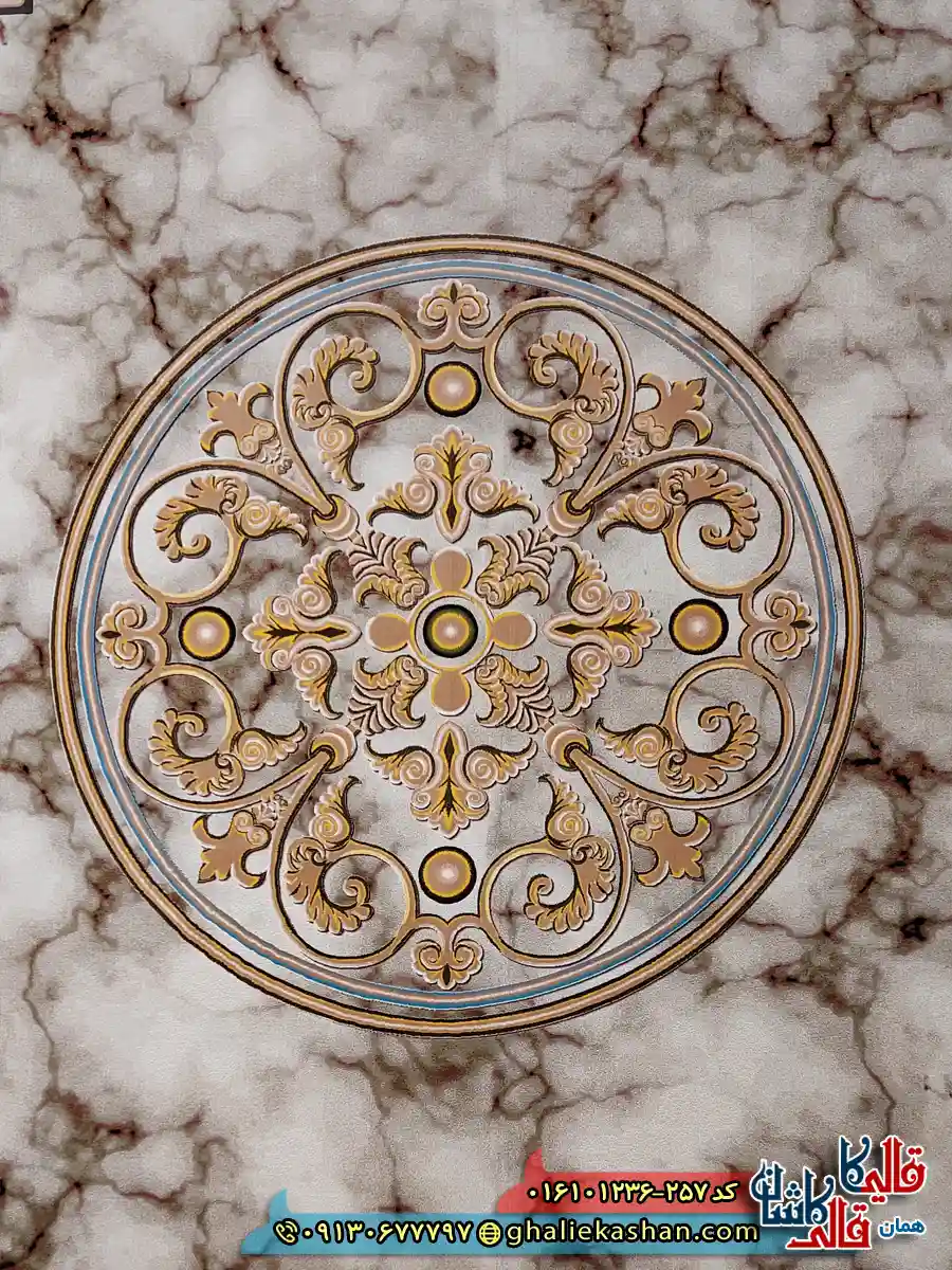 فرش 1200 شانه طرح مدوسا رنگ کرم کاشان زمینه