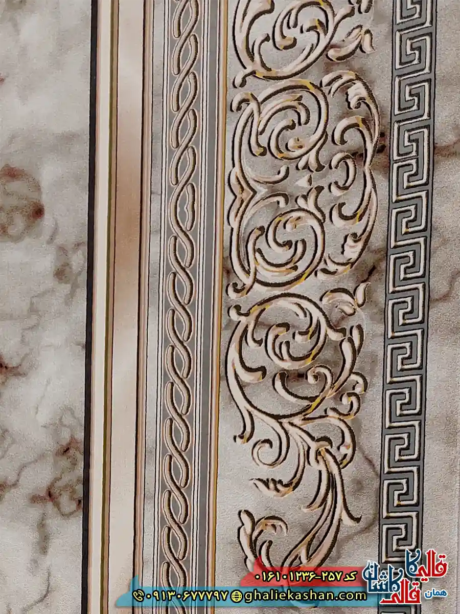 فرش 1200 شانه طرح مدوسا رنگ کرم کاشان نزدیک