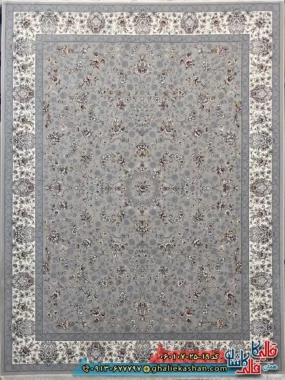 فرش 700 شانه طرح افشان آیناز رنگ فیلی ترمه ای کاشان اصلی
