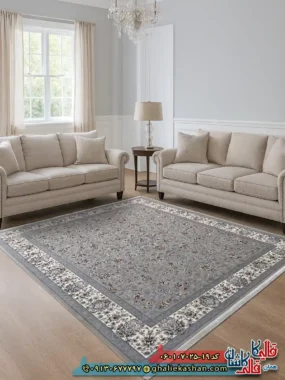 فرش 700 شانه طرح افشان آیناز رنگ فیلی ترمه ای کاشان