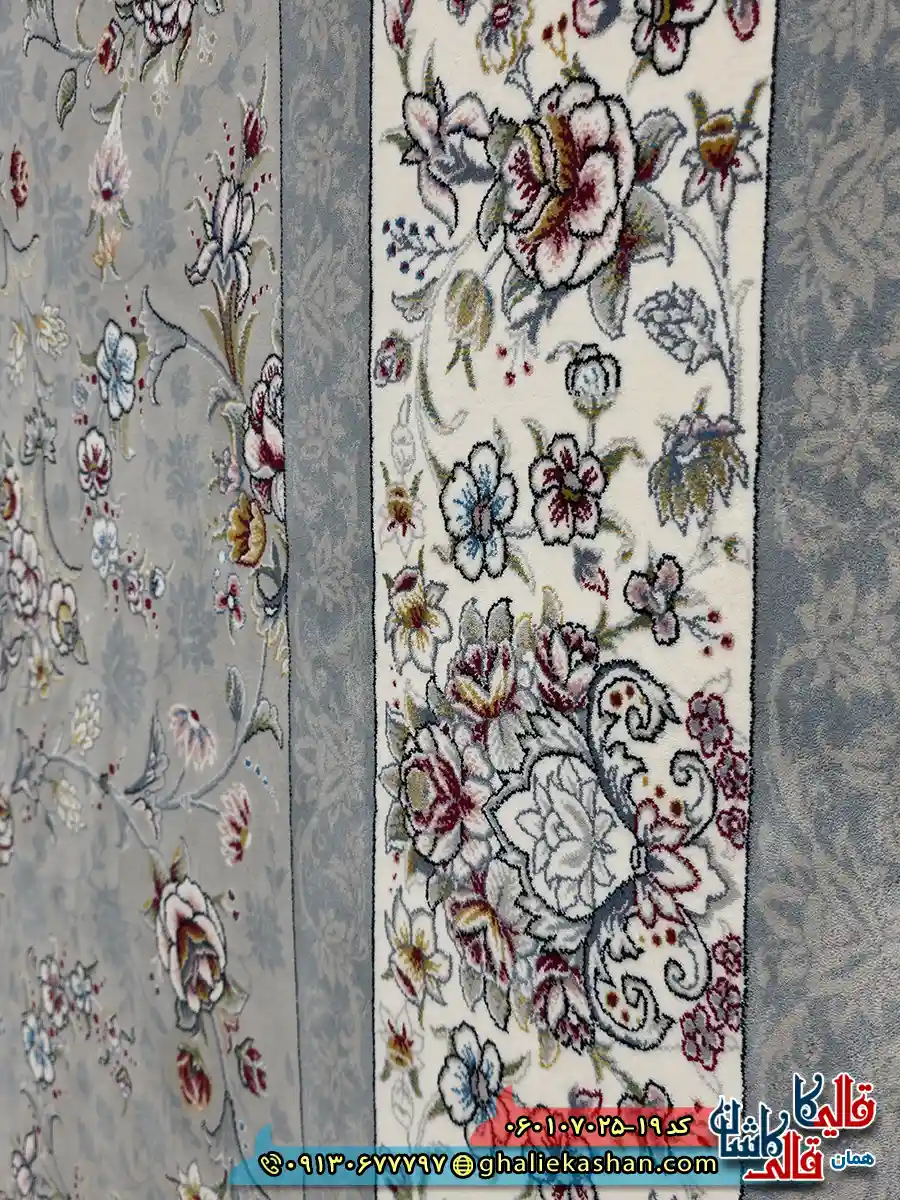 فرش 700 شانه طرح افشان آیناز رنگ فیلی ترمه ای کاشان نزدیک