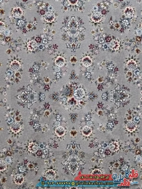 فرش 700 شانه طرح افشان ساحل رنگ فیلی ترمه ای کاشان زمینه