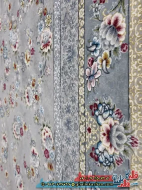 فرش 700 شانه طرح افشان ساحل رنگ فیلی ترمه ای کاشان نزدیک
