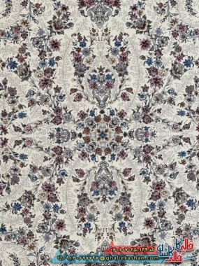 فرش 700 شانه طرح افشان محیا زنگ کرم کاشان زمینه