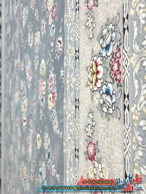 فرش 700 شانه طرح افشان ژینوس رنگ طوسی دودی کاشان نزدیک