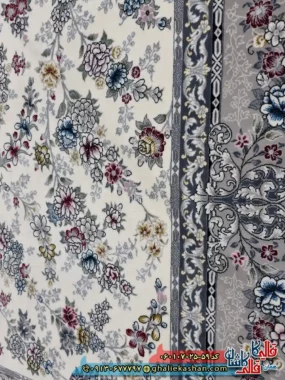 فرش 700 شانه طرح افشان ژینوس رنگ کرم کاشان نزدیک