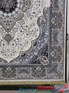 فرش 700 شانه طرح سوگند رنگ کرم کاشان خاشیه