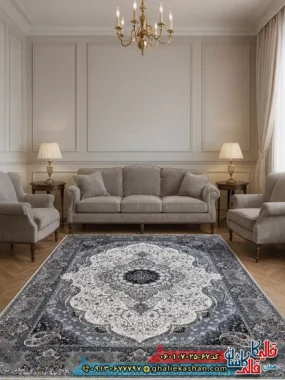 فرش 700 شانه طرح سوگند رنگ کرم کاشان