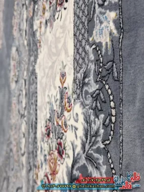 فرش 700 شانه طرح ژاکلین رنگ طوسی دودی کاشان نزدیک