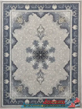 فرش طلاکوب 700 شانه طرح آیدا رنگ فیلی ترمه ای کاشان اصلی