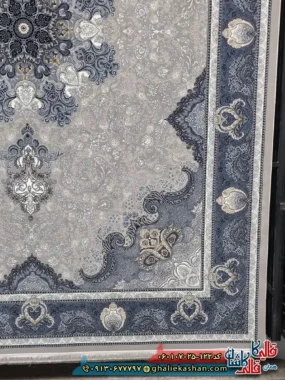 فرش طلاکوب 700 شانه طرح آیدا رنگ فیلی ترمه ای کاشان حاشیه