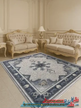 فرش طلاکوب 700 شانه طرح آیدا رنگ فیلی ترمه ای کاشان