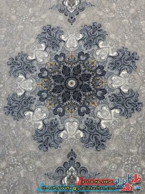 فرش طلاکوب 700 شانه طرح آیدا رنگ فیلی ترمه ای کاشان زمینه